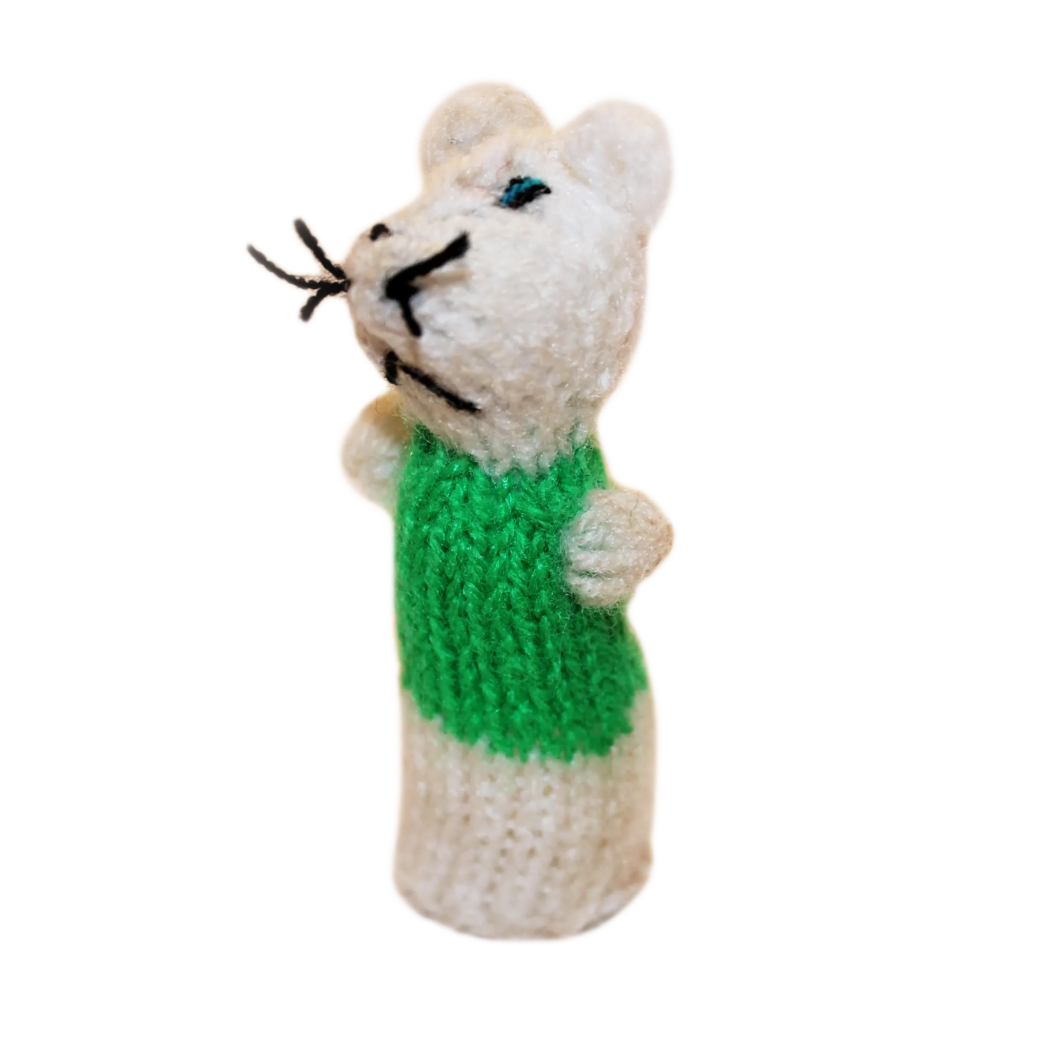 Story Book Mouse Finger Puppet (white & green)