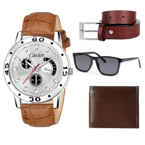 Stylish and Trendy Synthetic Starp Analog Watch with Sunglass, Belt & Wallet (Combo)