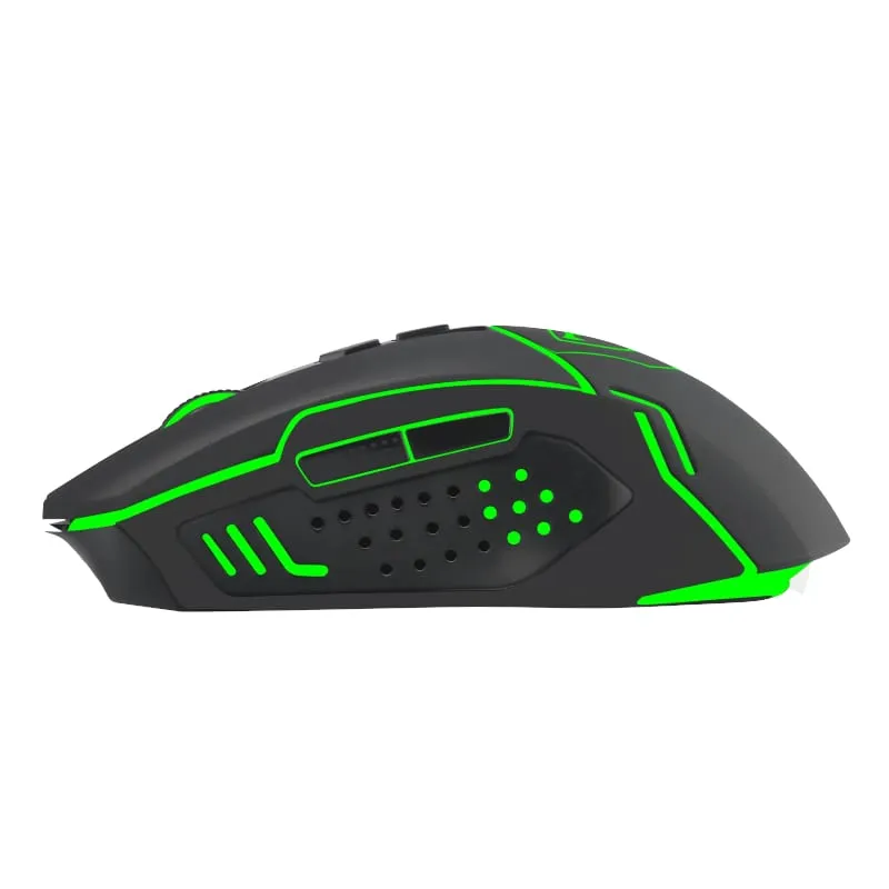 T-Dagger Aircraftman 2400Dpi 8 Button|Ambi-Design|Green Backlit Gaming Mouse - Black