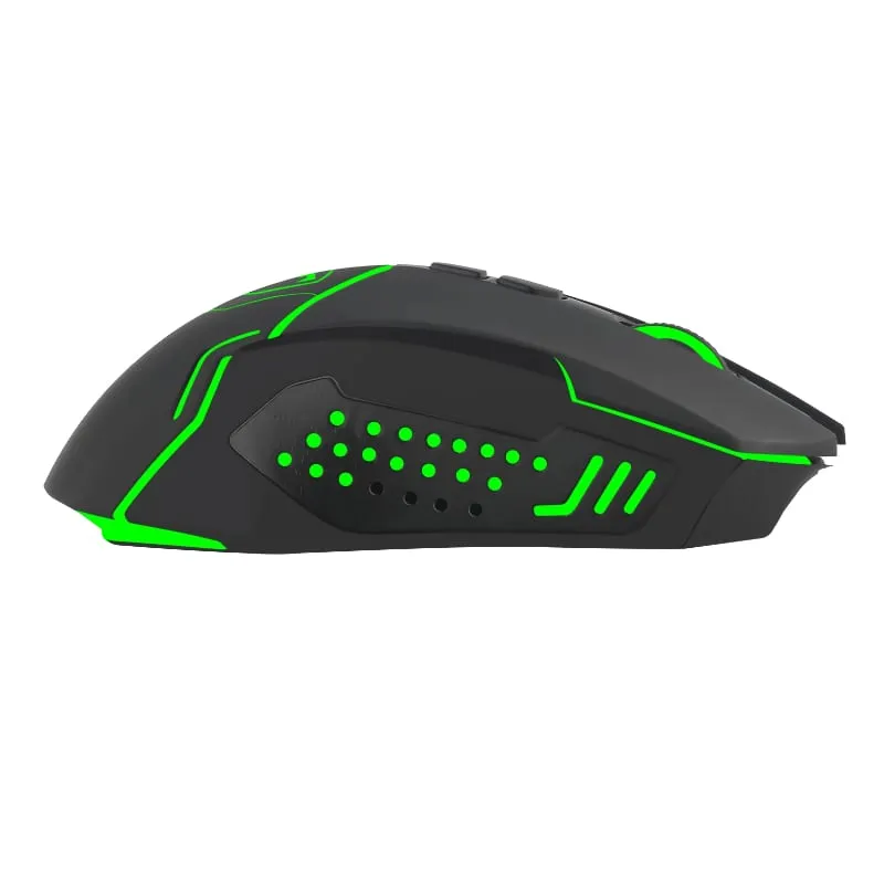 T-Dagger Aircraftman 2400Dpi 8 Button|Ambi-Design|Green Backlit Gaming Mouse - Black