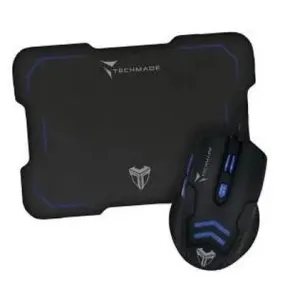 Techmade Kit Mouse USB   Tappetino Gaming Blu