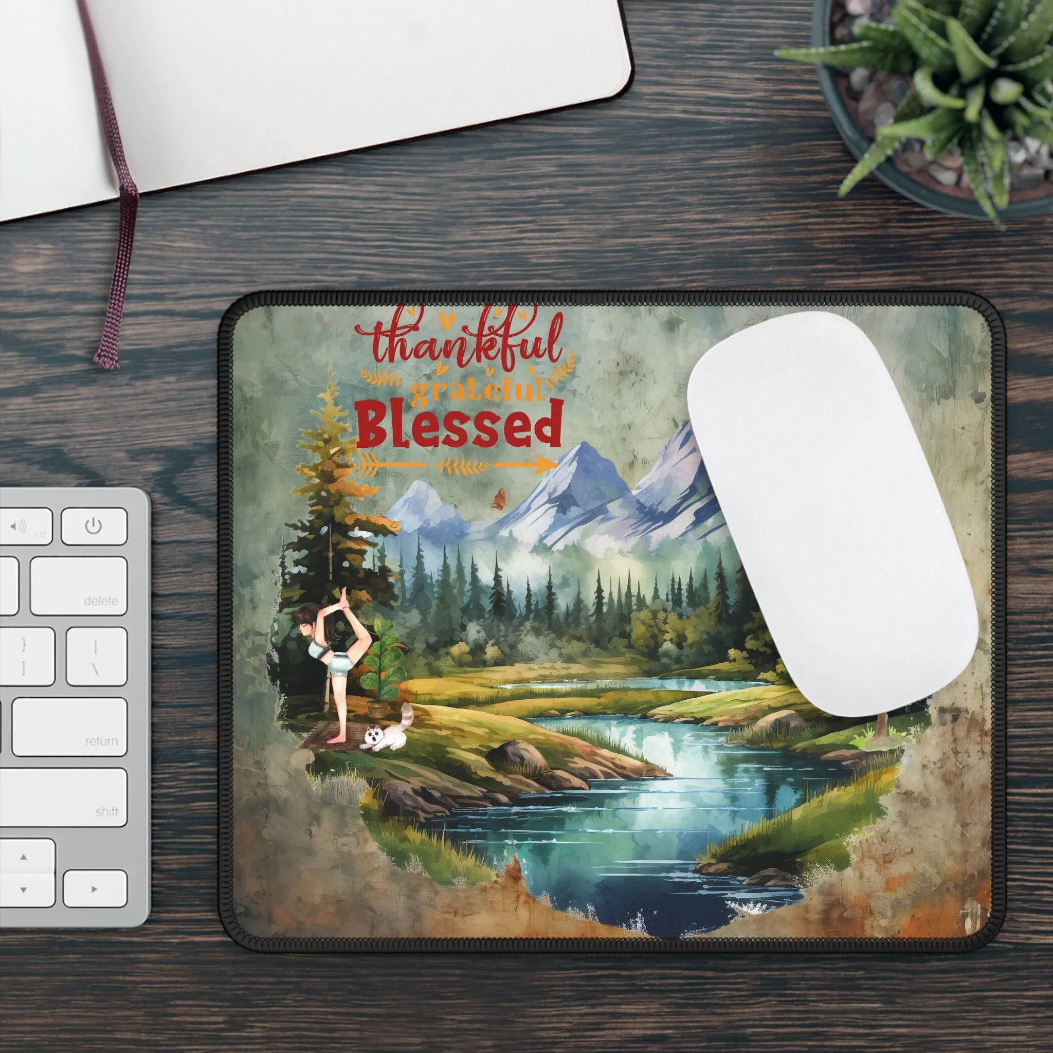 Thankful Grateful Blessed Yoga Mouse Pad, Cute Yoga Mouse Pad, Mindful Yoga Gift, Yoga lover Mouse Pad, Yoga Instructor Gift, Gift For Yoga lovers, Gift For Yogi.