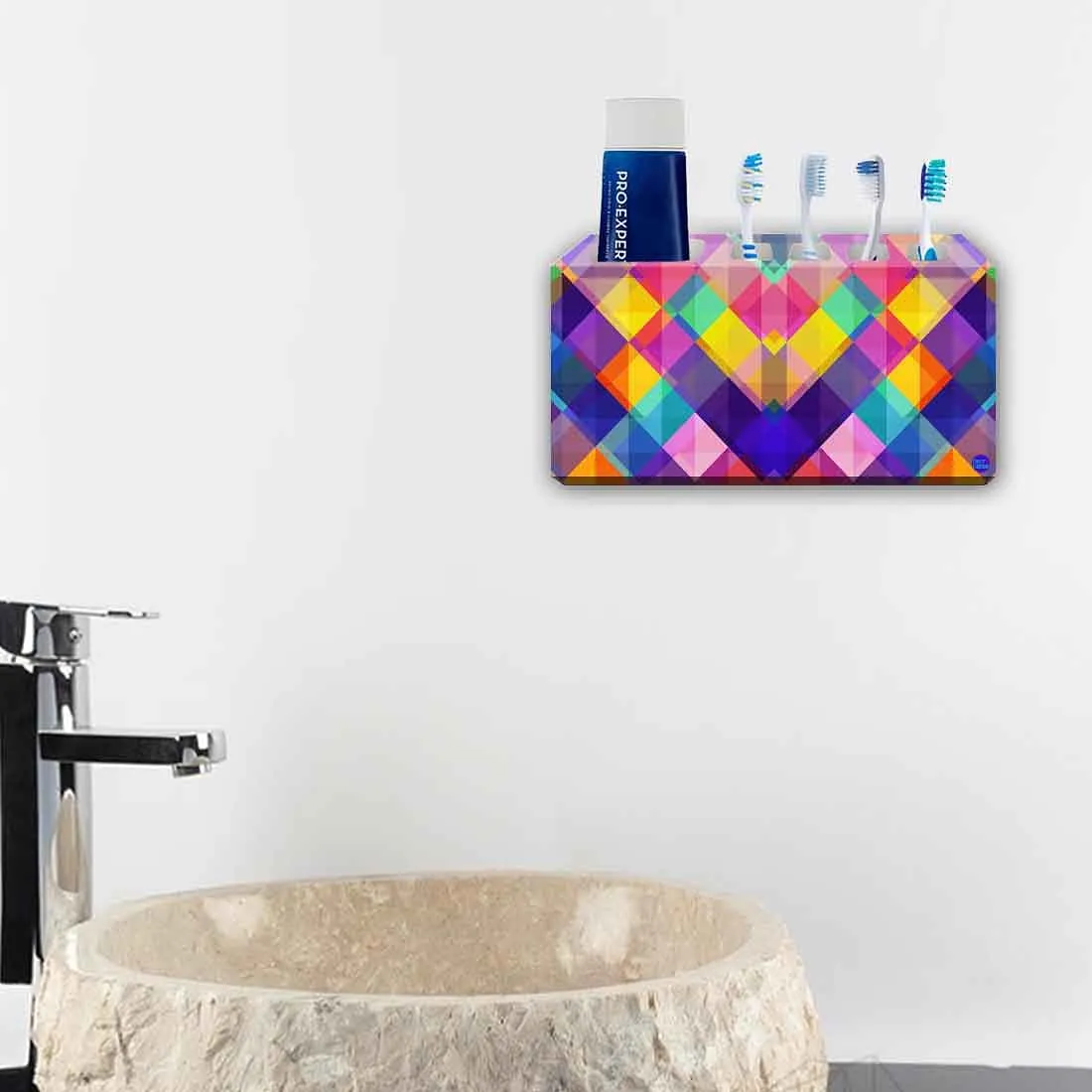 Toothbrush Holder Wall Mounted -Colorful Checkbox