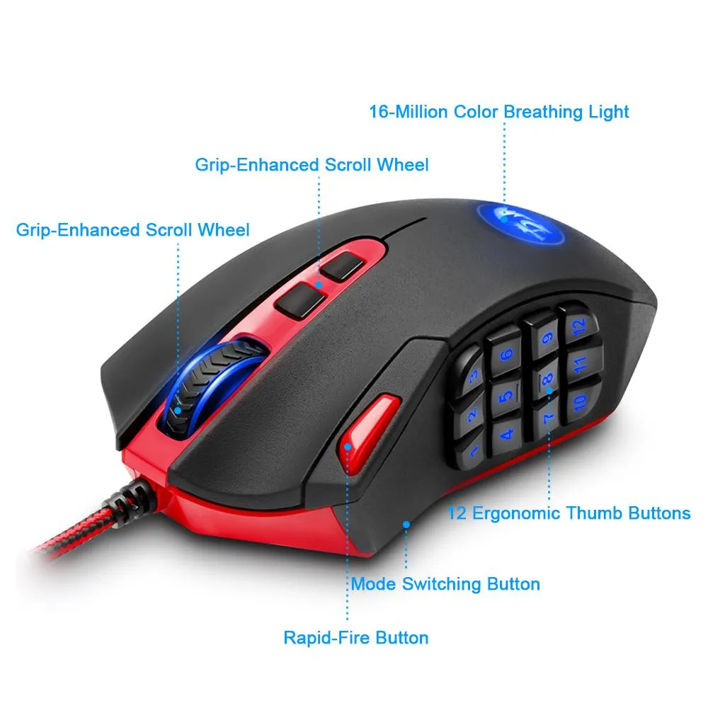 USB Gaming Mouse 19 buttons ergonomic design for gamer