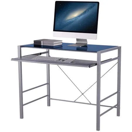 Versatile Modern Glass-Top Desk, Multiple Colors