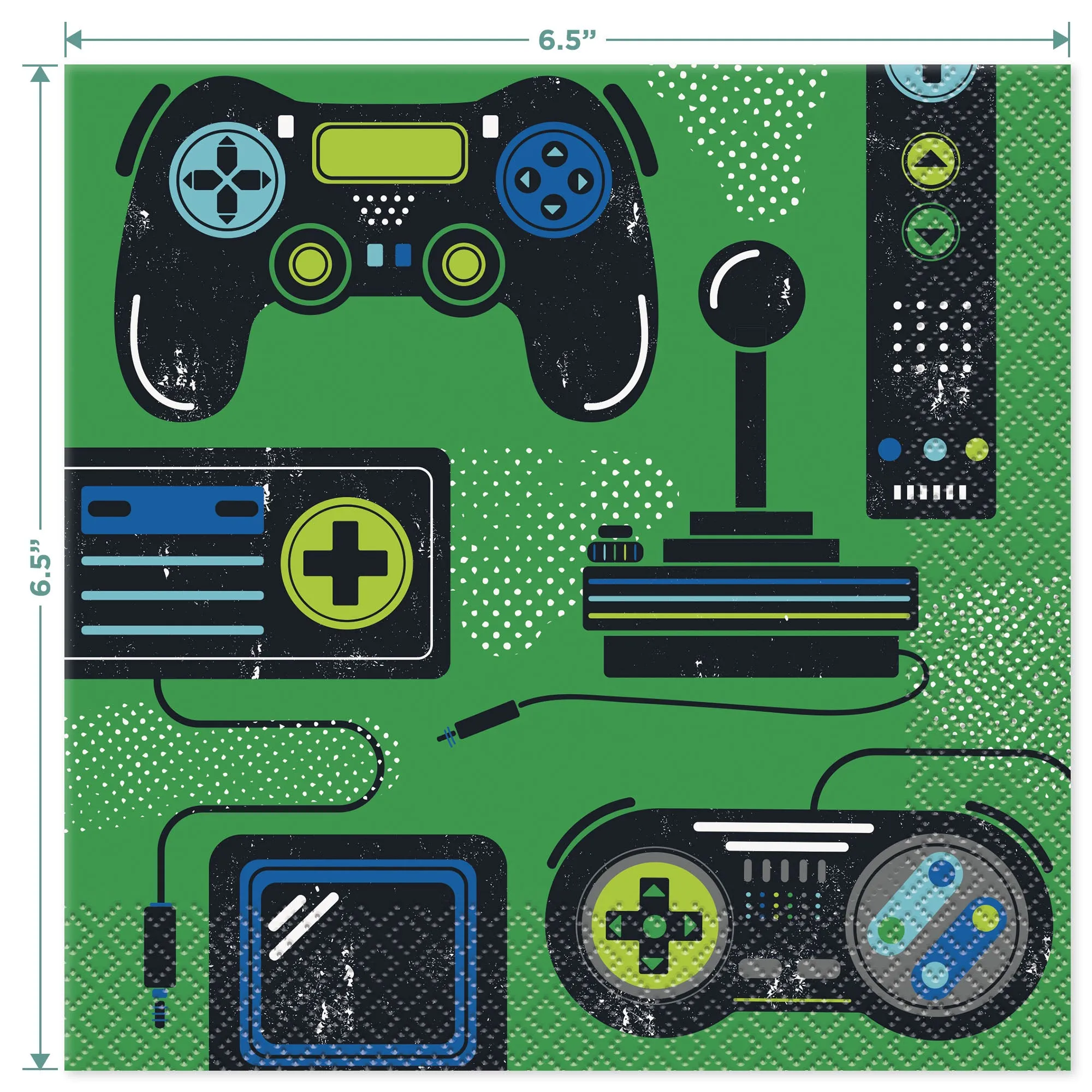 Video Game Party Gaming Controller Shaped Paper Plates and Lunch Napkins (16 Plates & Napkins)