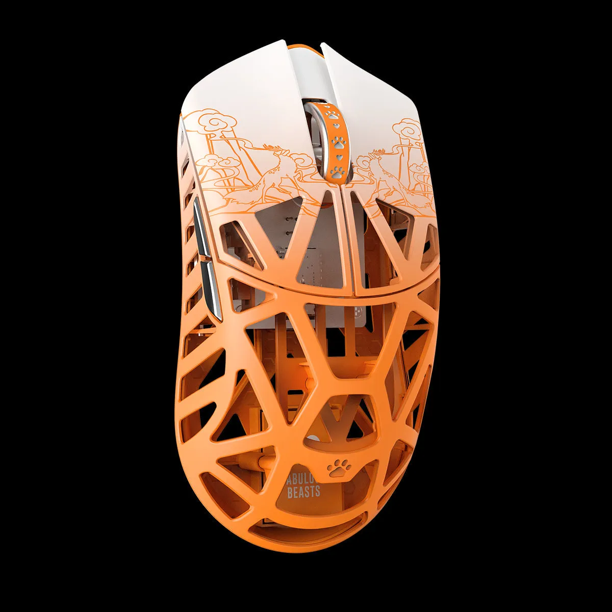 WLmouse Beast X 8K x Fabulous Beasts Magnesium Wireless Gaming Mouse - White and Orange