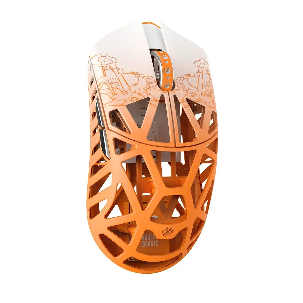 WLmouse Beast X 8K x Fabulous Beasts Magnesium Wireless Gaming Mouse - White and Orange