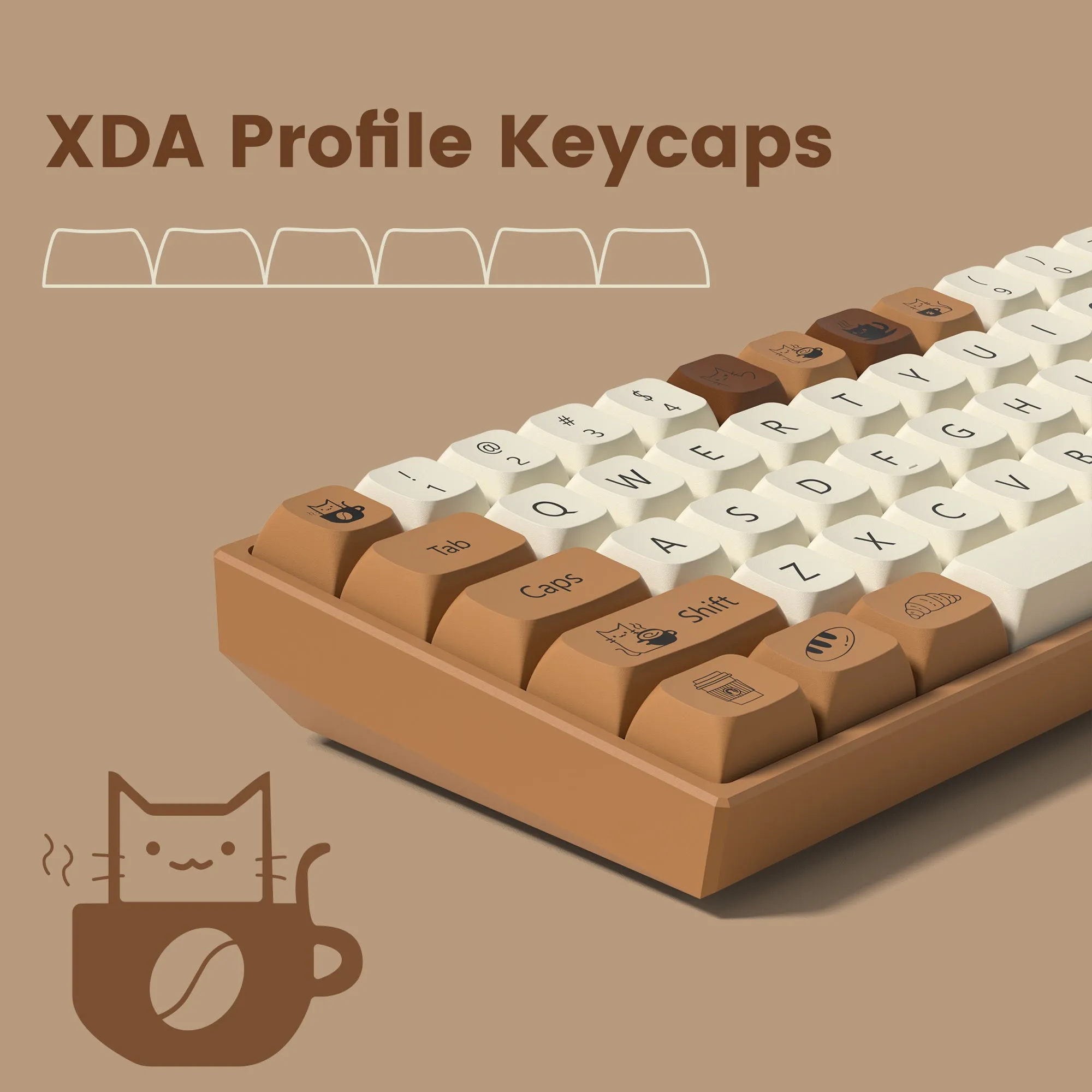 XVX Coffee Cat 143-Key XDA Profile Dye-Sub PBT Keycap