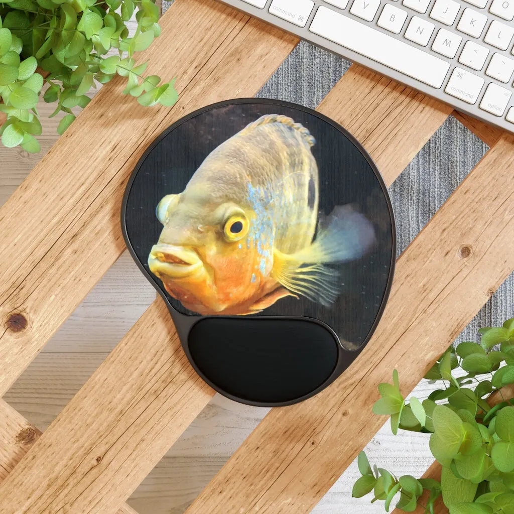 Yellow Orange Fish Mouse Pad With Wrist Rest